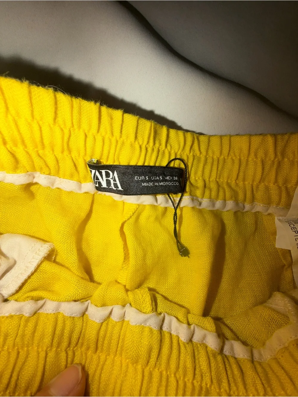 Zara Yellow Straight Leg Linen Pants